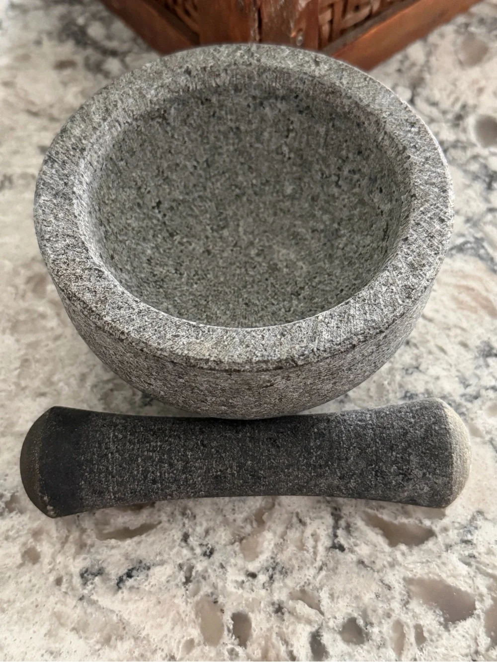 Granite Mortar and Pestle - Gray Stone